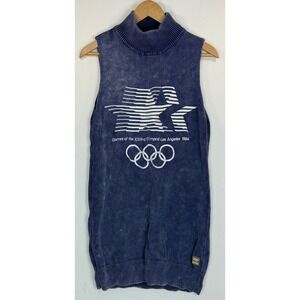 Vtg 1984 Los Angeles Olympics Sleeveless Mock Turtleneck Sweater USA Heritage M